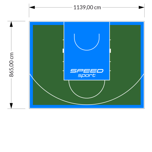 99M2/865X1139CM ZIELONO-BŁĘKITNE BOISKO DO KOSZYKÓWKI SPEEDSPORT HEXA POWER PRO