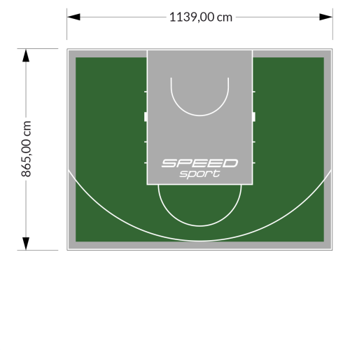 99M2/865X1139CM ZIELONO-SZARE BOISKO DO KOSZYKÓWKI SPEEDSPORT HEXA POWER PRO