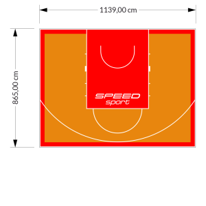 99M2/865X1139CM POMARAŃCZOWO-CZERWONE BOISKO DO KOSZYKÓWKI SPEEDSPORT HEXA POWER PRO
