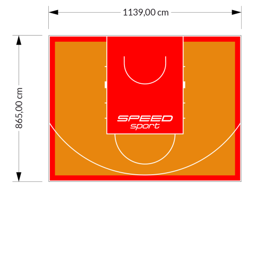 99M2/865X1139CM POMARAŃCZOWO-CZERWONE BOISKO DO KOSZYKÓWKI SPEEDSPORT HEXA POWER PRO