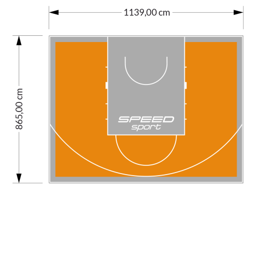 99M2/865X1139CM POMARAŃCZOWO-SZARE BOISKO DO KOSZYKÓWKI SPEEDSPORT HEXA POWER PRO