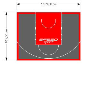 99M2/865X1139CM GRAFITOWO-CZERWONE BOISKO DO KOSZYKÓWKI SPEEDSPORT HEXA POWER PRO