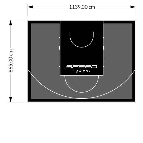 99M2/865X1139CM GRAFITOWO-CZARNE BOISKO DO KOSZYKÓWKI SPEEDSPORT HEXA POWER PRO