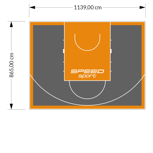 99M2/865X1139CM GRAFITOWO-POMARAŃCZOWE BOISKO DO KOSZYKÓWKI SPEEDSPORT HEXA POWER PRO