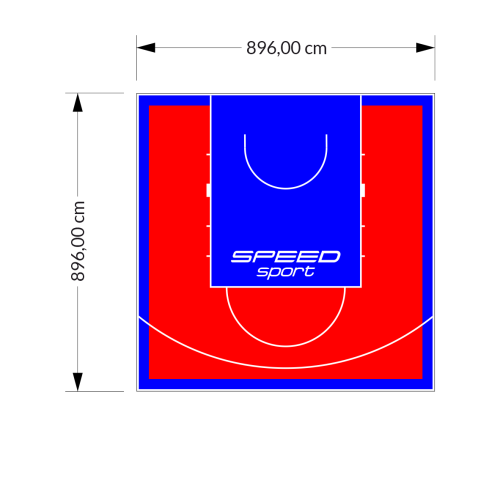 80M2/896X896CM CZERWONO-NIEBIESKIE BOISKO DO KOSZYKÓWKI SPEEDSPORT HEXA POWER PRO
