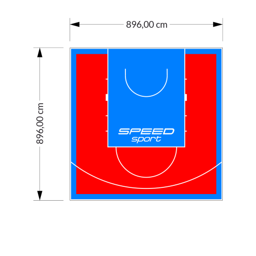 80M2/896X896CM CZERWONO-BŁĘKITNE BOISKO DO KOSZYKÓWKI SPEEDSPORT HEXA POWER PRO