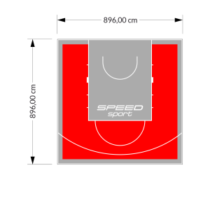 80M2/896X896CM CZERWONO-SZARE BOISKO DO KOSZYKÓWKI SPEEDSPORT HEXA POWER PRO