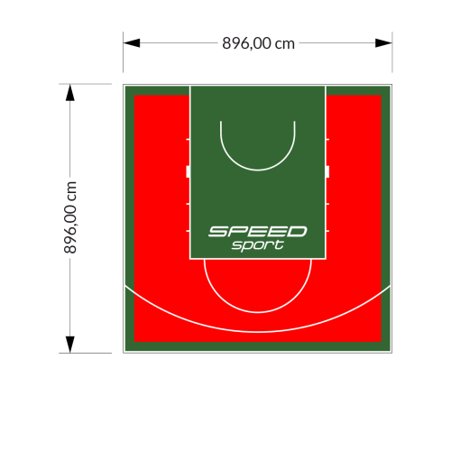 80M2/896X896CM CZERWONO-ZIELONE BOISKO DO KOSZYKÓWKI SPEEDSPORT HEXA POWER PRO