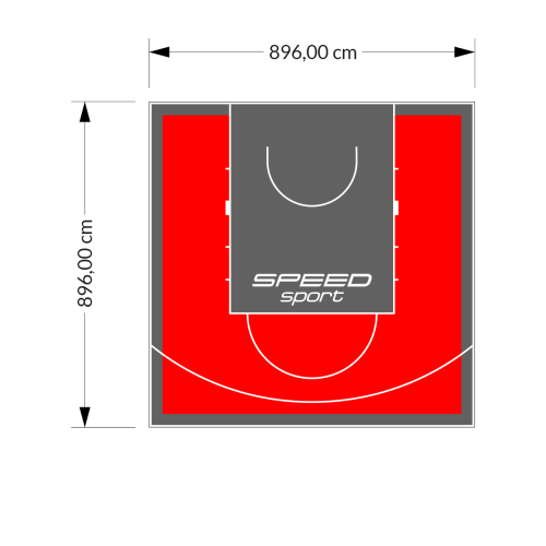 80M2/896X896CM CZERWONO-GRAFITOWE BOISKO DO KOSZYKÓWKI SPEEDSPORT HEXA POWER PRO