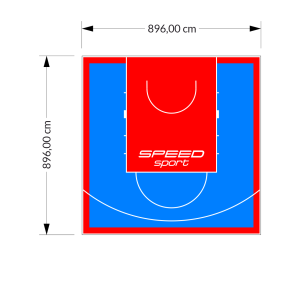 80M2/896X896CM BŁĘKITNO-CZERWONE BOISKO DO KOSZYKÓWKI SPEEDSPORT HEXA POWER PRO