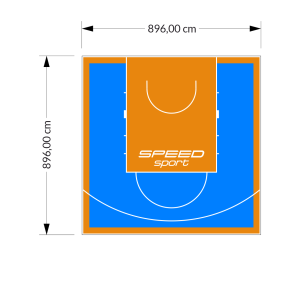 80M2/896X896CM BŁĘKITNO-POMARAŃCZOWE BOISKO DO KOSZYKÓWKI SPEEDSPORT HEXA POWER PRO