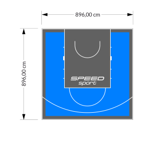 80M2/896X896CM BŁĘKITNO-GRAFITOWE BOISKO DO KOSZYKÓWKI SPEEDSPORT HEXA POWER PRO