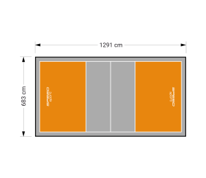 88M2/1291X683CM POMARAŃCZOWO-SZARE BOISKO DO SIATKÓWKI SPEEDSPORT HEXA POWER PRO