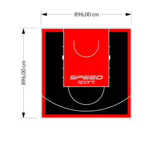 80M2/896X896CM CZARNO-CZERWONE BOISKO DO KOSZYKÓWKI SPEEDSPORT HEXA POWER PRO