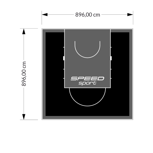 80M2/896X896CM CZARNO-GRAFITOWE BOISKO DO KOSZYKÓWKI SPEEDSPORT HEXA POWER PRO