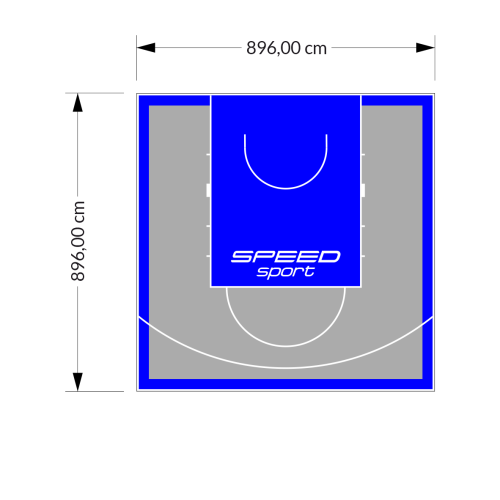 80M2/896X896CM SZARO-NIEBIESKIE BOISKO DO KOSZYKÓWKI SPEEDSPORT HEXA POWER PRO