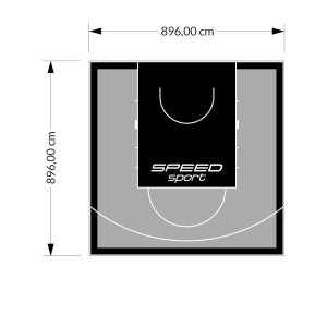 80M2/896X896CM SZARO-CZARNE BOISKO DO KOSZYKÓWKI SPEEDSPORT HEXA POWER PRO