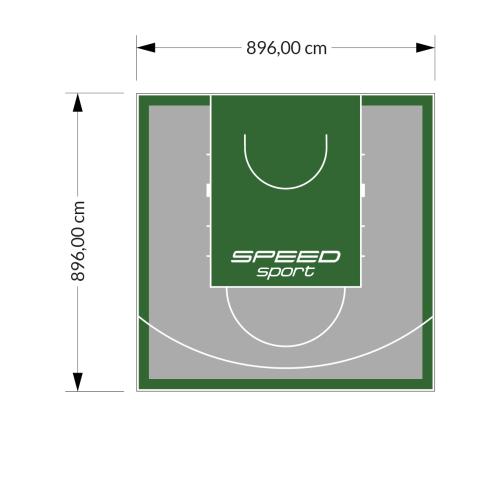 80M2/896X896CM SZARO-ZIELONE BOISKO DO KOSZYKÓWKI SPEEDSPORT HEXA POWER PRO