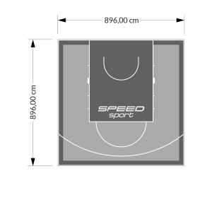 80M2/896X896CM SZARO-GRAFITOWE BOISKO DO KOSZYKÓWKI SPEEDSPORT HEXA POWER PRO