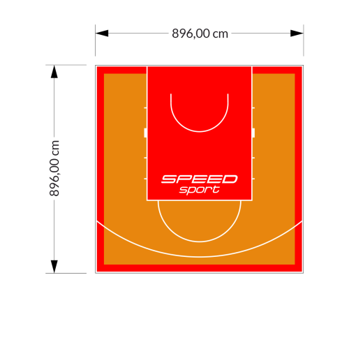 80M2/896X896CM POMARAŃCZOWO-CZERWONE BOISKO DO KOSZYKÓWKI SPEEDSPORT HEXA POWER PRO