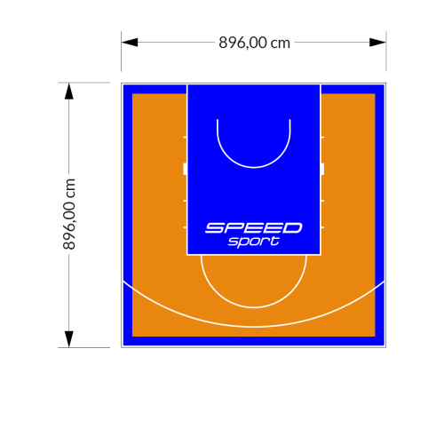 80M2/896X896CM POMARAŃCZOWO-NIEBIESKIE BOISKO DO KOSZYKÓWKI SPEEDSPORT HEXA POWER PRO