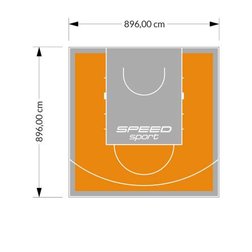 80M2/896X896CM POMARAŃCZOWO-SZARE BOISKO DO KOSZYKÓWKI SPEEDSPORT HEXA POWER PRO