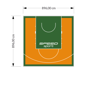 80M2/896X896CM POMARAŃCZOWO-ZIELONE BOISKO DO KOSZYKÓWKI SPEEDSPORT HEXA POWER PRO