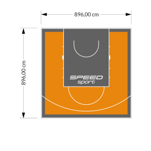 80M2/896X896CM POMARAŃCZOWO-GRAFITOWE BOISKO DO KOSZYKÓWKI SPEEDSPORT HEXA POWER PRO