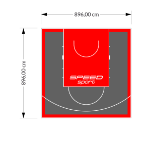 80M2/896X896CM GRAFITOWO-CZERWONE BOISKO DO KOSZYKÓWKI SPEEDSPORT HEXA POWER PRO