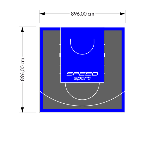 80M2/896X896CM GRAFITOWO-NIEBIESKIE BOISKO DO KOSZYKÓWKI SPEEDSPORT HEXA POWER PRO