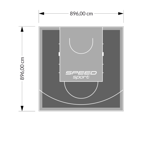80M2/896X896CM GRAFITOWO-SZARE BOISKO DO KOSZYKÓWKI SPEEDSPORT HEXA POWER PRO