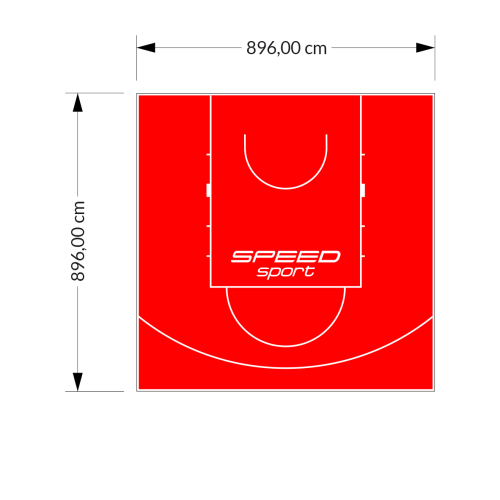 80M2/896X896CM CZERWONE BOISKO DO KOSZYKÓWKI SPEEDSPORT HEXA POWER PRO