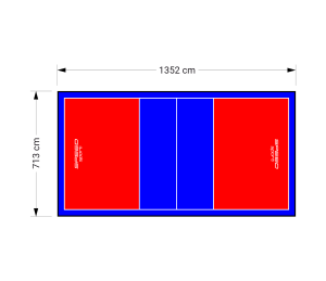 96M2/1352X713CM CZERWONO-NIEBIESKIE BOISKO DO SIATKÓWKI SPEEDSPORT HEXA POWER PRO