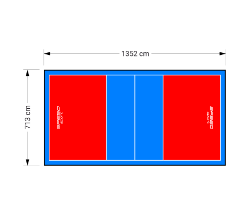 96M2/1352X713CM CZERWONO-BŁĘKITNE BOISKO DO SIATKÓWKI SPEEDSPORT HEXA POWER PRO