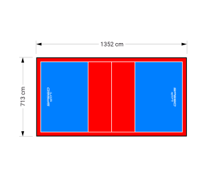 96M2/1352X713CM BŁĘKITNO-CZERWONE BOISKO DO SIATKÓWKI SPEEDSPORT HEXA POWER PRO