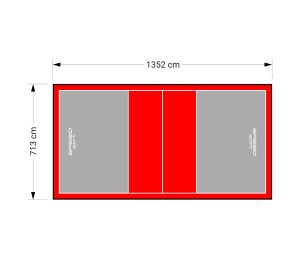96M2/1352X713CM SZARO-CZERWONE BOISKO DO SIATKÓWKI SPEEDSPORT HEXA POWER PRO