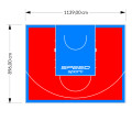102M2/896X1139CM CZERWONO-BŁĘKITNE BOISKO DO KOSZYKÓWKI SPEEDSPORT HEXA POWER PRO