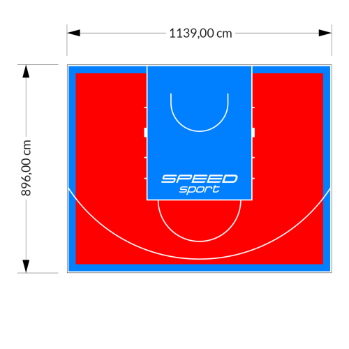 102M2/896X1139CM CZERWONO-BŁĘKITNE BOISKO DO KOSZYKÓWKI SPEEDSPORT HEXA POWER PRO