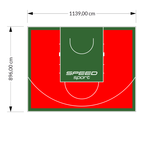 102M2/896X1139CM CZERWONO-ZIELONE BOISKO DO KOSZYKÓWKI SPEEDSPORT HEXA POWER PRO