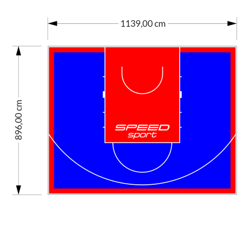 102M2/896X1139CM NIEBIESKO-CZERWONE BOISKO DO KOSZYKÓWKI SPEEDSPORT HEXA POWER PRO