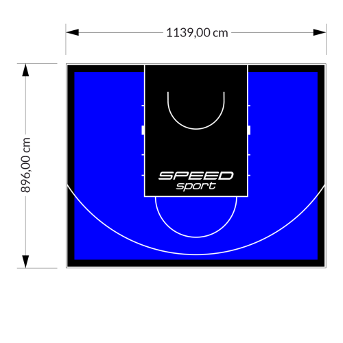 102M2/896X1139CM NIEBIESKO-CZARNE BOISKO DO KOSZYKÓWKI SPEEDSPORT HEXA POWER PRO