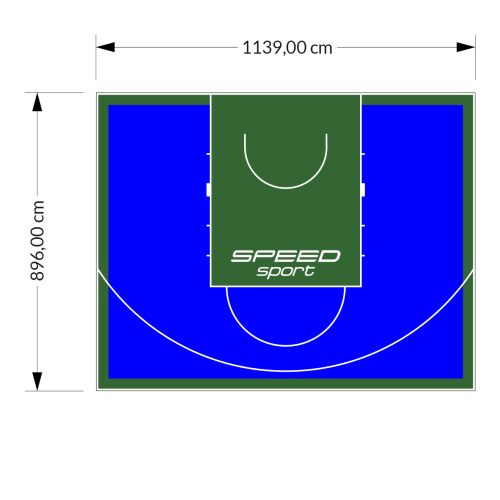 102M2/896X1139CM NIEBIESKO-ZIELONE BOISKO DO KOSZYKÓWKI SPEEDSPORT HEXA POWER PRO