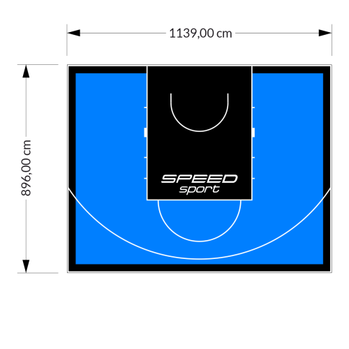 102M2/896X1139CM BŁĘKITNO-CZARNE BOISKO DO KOSZYKÓWKI SPEEDSPORT HEXA POWER PRO