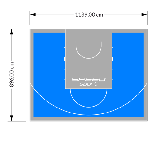 102M2/896X1139CM BŁĘKITNO-SZARE BOISKO DO KOSZYKÓWKI SPEEDSPORT HEXA POWER PRO