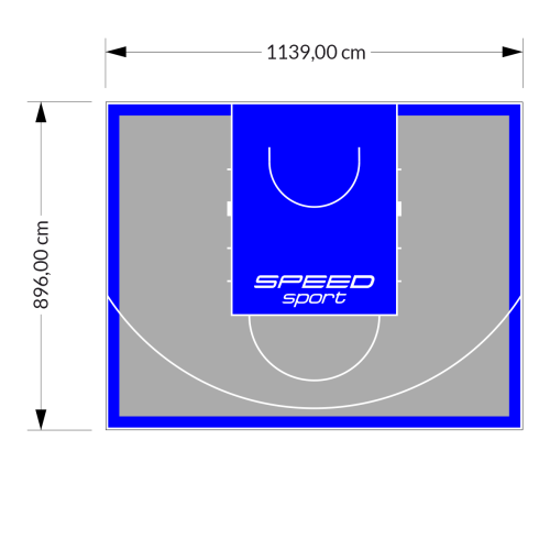 102M2/896X1139CM SZARO-NIEBIESKIE BOISKO DO KOSZYKÓWKI SPEEDSPORT HEXA POWER PRO