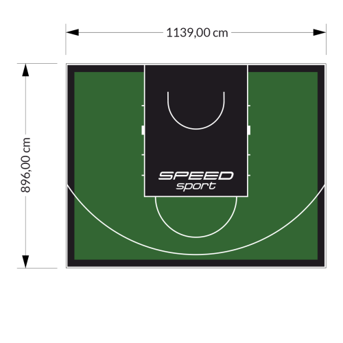 102M2/896X1139CM ZIELONO-CZARNE BOISKO DO KOSZYKÓWKI SPEEDSPORT HEXA POWER PRO
