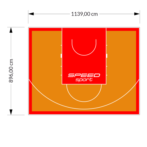 102M2/896X1139CM POMARAŃCZOWO-CZERWONE BOISKO DO KOSZYKÓWKI SPEEDSPORT HEXA POWER PRO