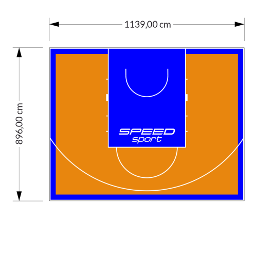102M2/896X1139CM POMARAŃCZOWO-NIEBIESKIE BOISKO DO KOSZYKÓWKI SPEEDSPORT HEXA POWER PRO