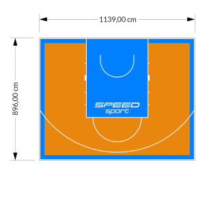 102M2/896X1139CM POMARAŃCZOWO-BŁĘKITNE BOISKO DO KOSZYKÓWKI SPEEDSPORT HEXA POWER PRO