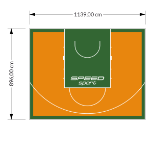 102M2/896X1139CM POMARAŃCZOWO-ZIELONE BOISKO DO KOSZYKÓWKI SPEEDSPORT HEXA POWER PRO